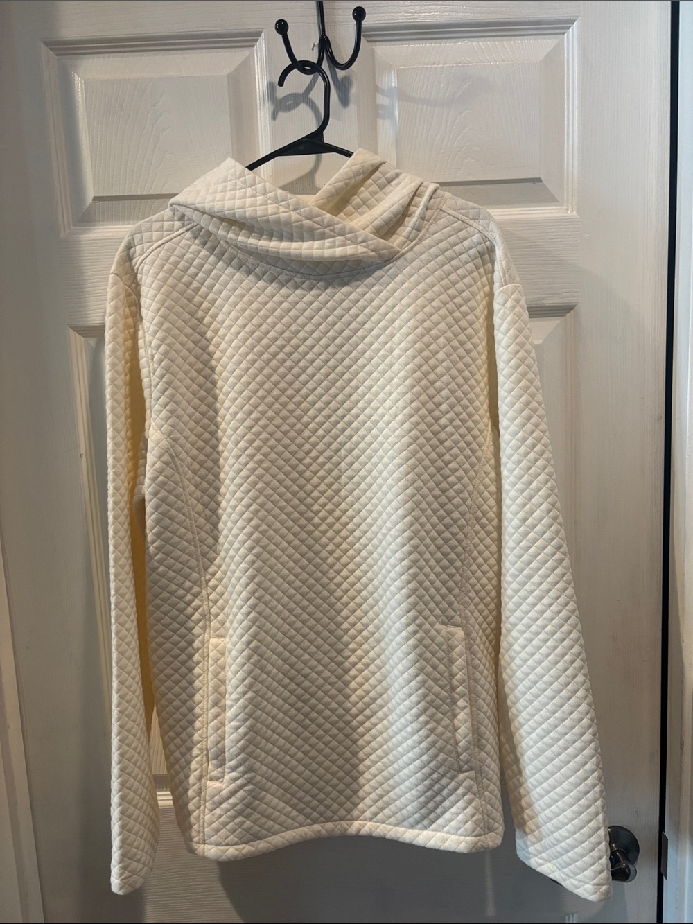 Quilted Cream Cowl-Neck Women's Sweater